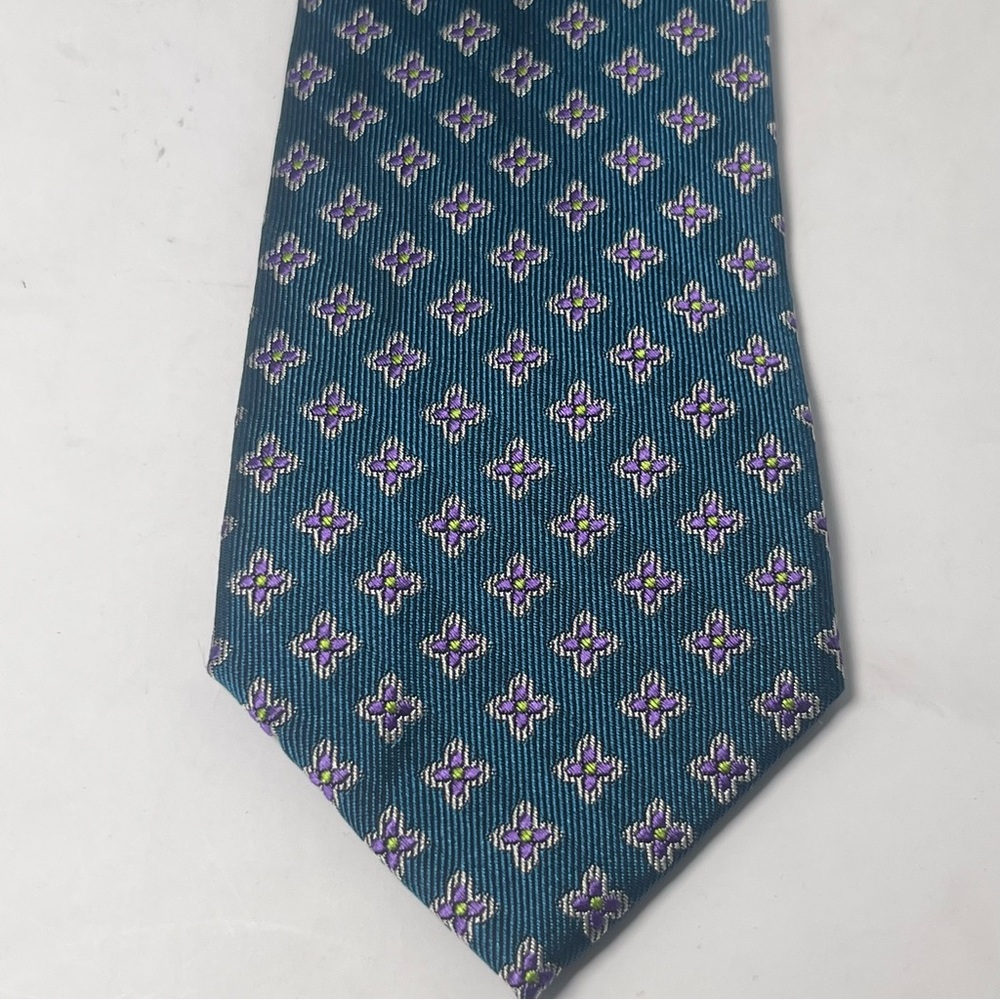 Ben Sherman Slim Patterned‎ Tie Teal with Purple Floral Pattern